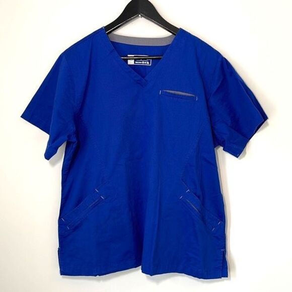 Bio Bring it On Medical Scrub Top. Size XL Royal Blue - Picture 1 of 8